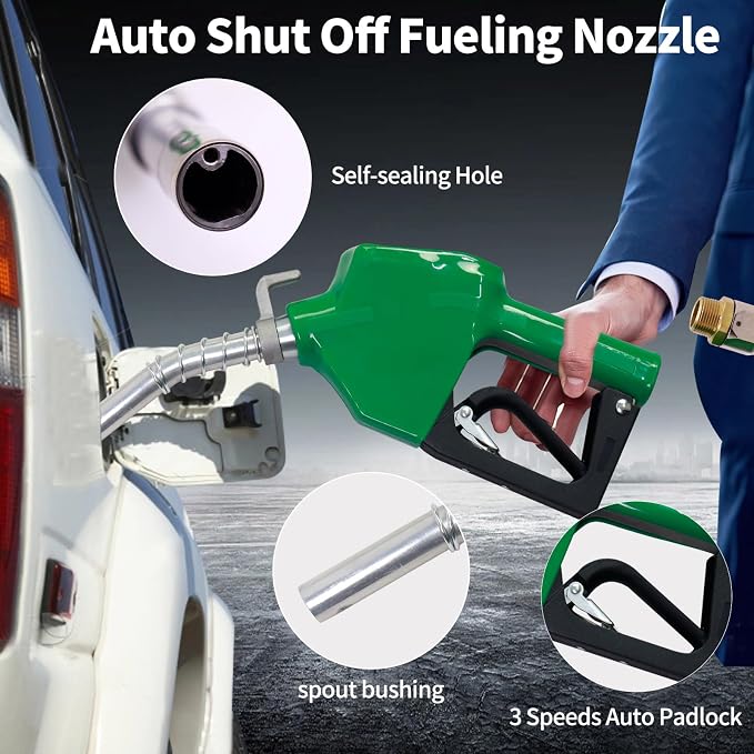 3/4"X33' Fuel Hose Reel & Fuel Nozzle & Fuel Hose Swivel,Spring Driven Retractable Diesel Hose Reel,Inlet 1" NPT Thread,Oulet 3/4" NPT Thread Swivel,Heavy Duty Steel Construction Reel