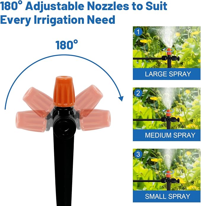 Mist Drip Irrigation System for Garden Watering 60FT, Quick-Connect Micro Misting kit for Greenhouse,Plant,Raised Bed,Vegetable,Flower. Hanging or Inground Misters Sprinkler,Sistema De Riego Por Goteo