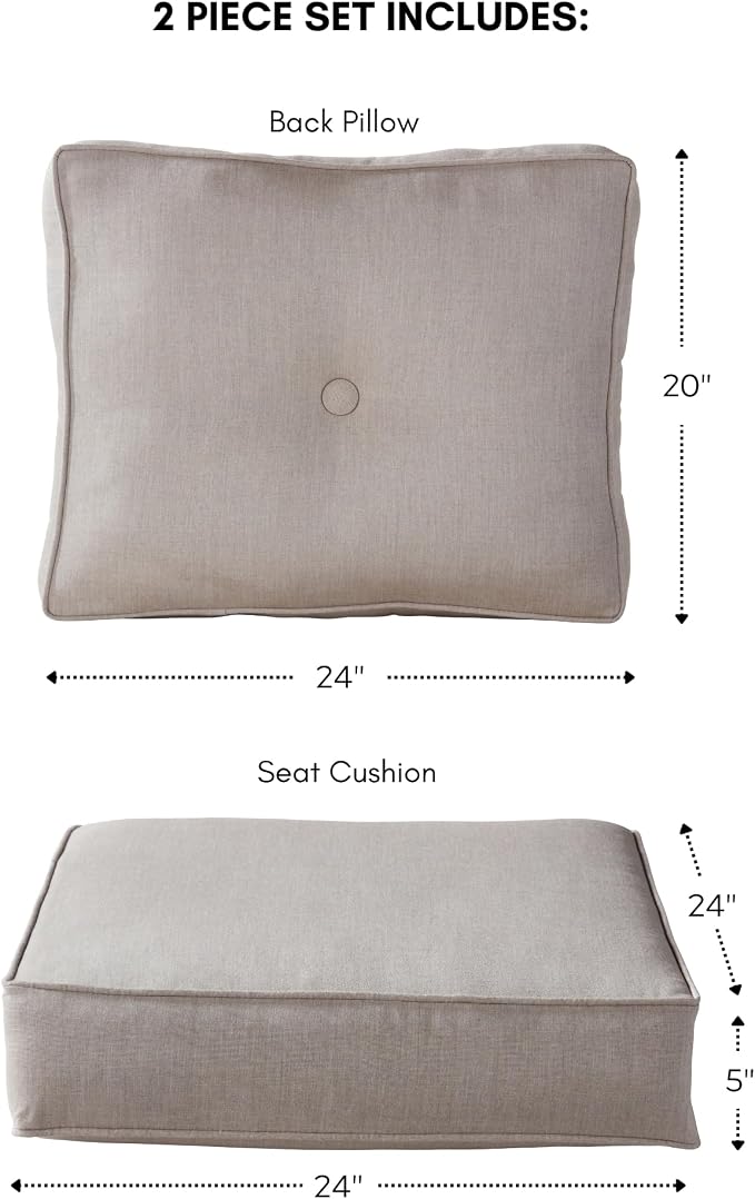 Outdoor 2-Piece Sunbrella Premium Deep Seat Cushion Set, Cast Ash