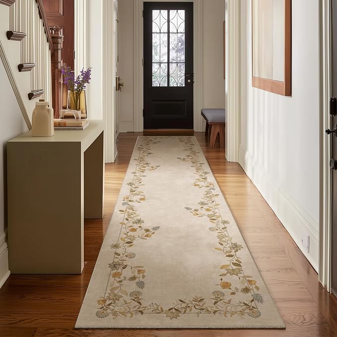 2x10 Washable Rug Runners for Hallways: Runner Rug Non Slip Stain Resistant Low Pile Soft Indoor Long Floor Carpet Runners for Kitchen Laundry Room Bathroom Bedroom Living Room
