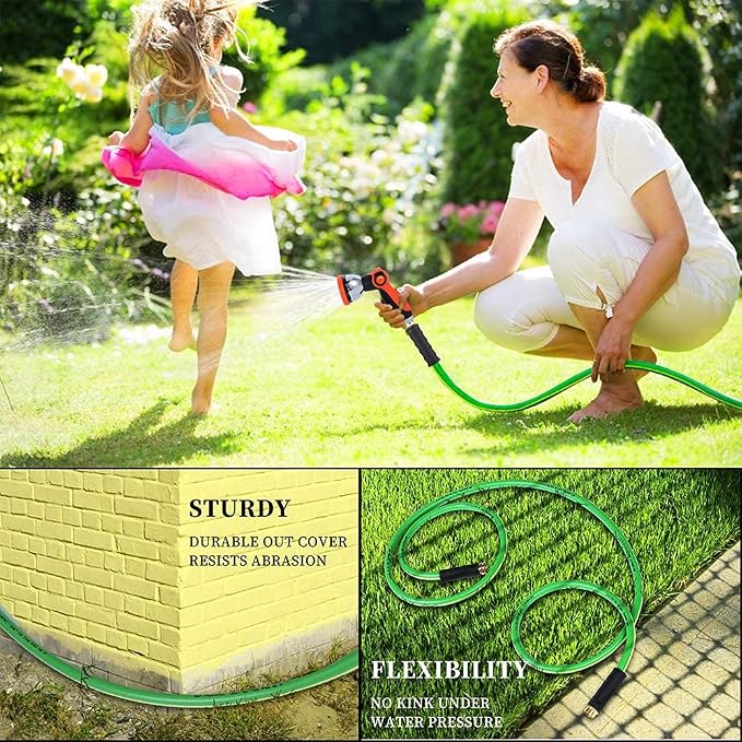HQMPC Garden Hose 5/8" IDx10 Feet Hose No Kink Water Hose Heavy Duty Flexible Hose (10 Feet)