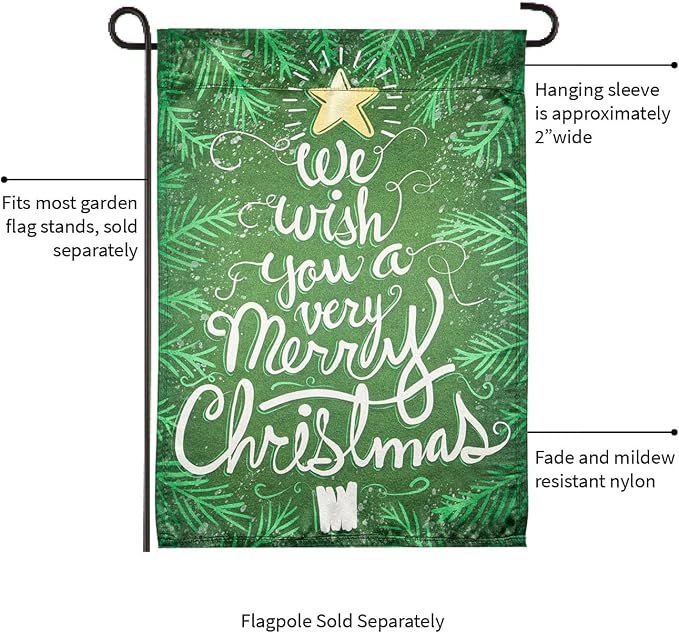 We Wish You a Merry Christmas Lustre Reversible Garden Flag