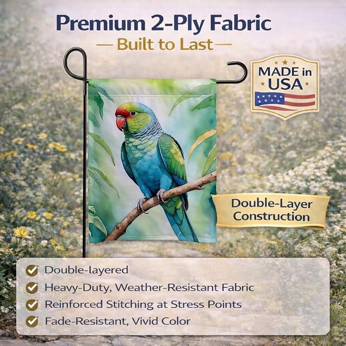 Caroline's Treasures African Ringneck Parrot Garden Flag Mailbox Flag Decorative Yard Flag Banner Outside Patio Artwork Yard Flower Beds, Garden Size, Multicolor