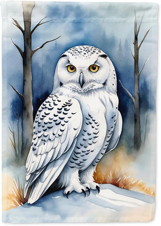 Caroline's Treasures Snowy Owl House Flag Large Porch Sleeve Pole Decorative Outside Yard Banner Artwork Wall Hanging, Polyester, House Size, Multicolor