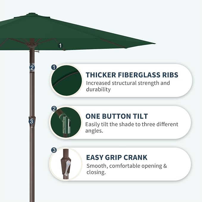 PatioKingdom 11FT Patio Umbrella,Outdoor Umbrella with Push Button Tilt and Crank,Market Table Umbrella with 8 Sturdy Fiberglass Ribs UV Protection