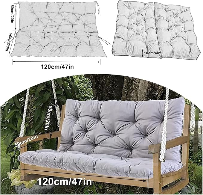 Swing Cushion Replacement Outdoor Porch Waterproof Bench Cushion 2-3 Seater Washable Bench Replacement Cushions for Outdoor Patio Porch Swing Cushions