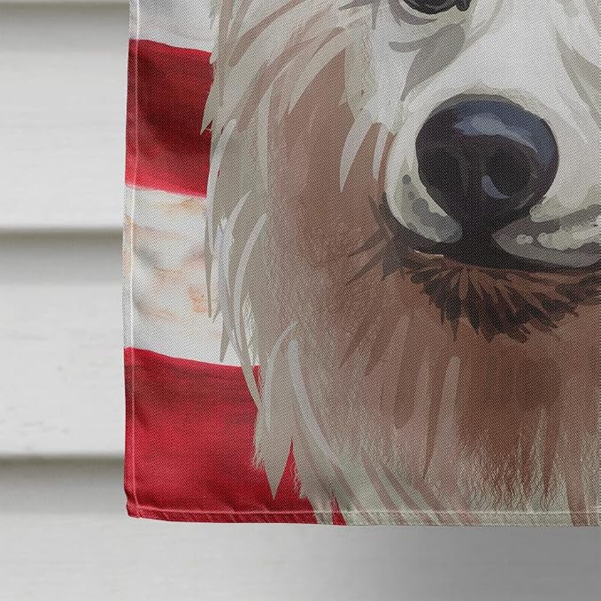 Caroline's Treasures CK6748CHF Volpino Italiano American Flag House Flag Large Porch Sleeve Pole Decorative Outside Yard Banner Artwork Wall Hanging, Polyester, House Size, Multicolor
