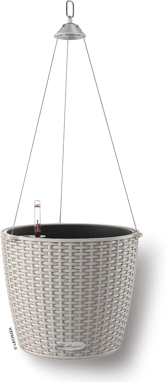 Lechuza Nido Cottage 28 Sand Brown, Self-Watering Hanging Planter, D10.6 H9.1 in