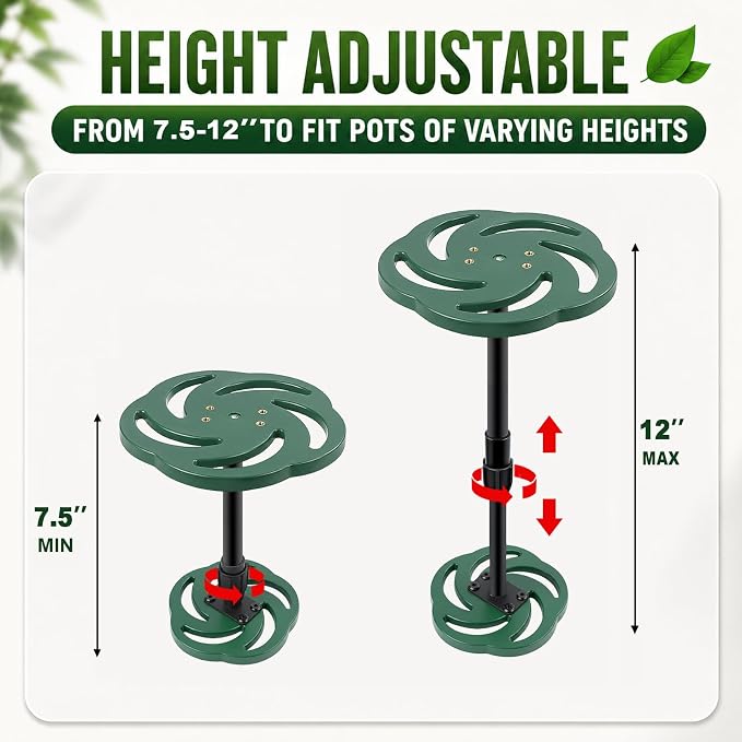 KJX 2 Pack Adjustable Height Plant Risers for Inside Pots, 7.5-12" Planter Inserts for Large Tall Taper Planters, Plastic Pot Fillers for Indoor/Outdoor Planters(6" 8" 10" Base or Top)