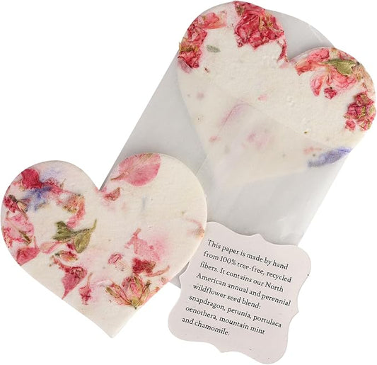 Pink Heart Gift Tags with Wildflower Seeds - 48pcs Writable Gift Wrap Tags for Baby Showers, Mother's Day Present, Party Favors, DIY Crafts, & Earth Day Decorations