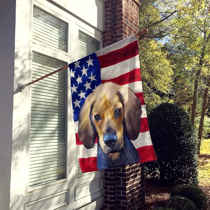 Caroline's Treasures CK6589CHF Kerry Beagle American Flag House Flag Large Porch Sleeve Pole Decorative Outside Yard Banner Artwork Wall Hanging, Polyester, House Size, Multicolor