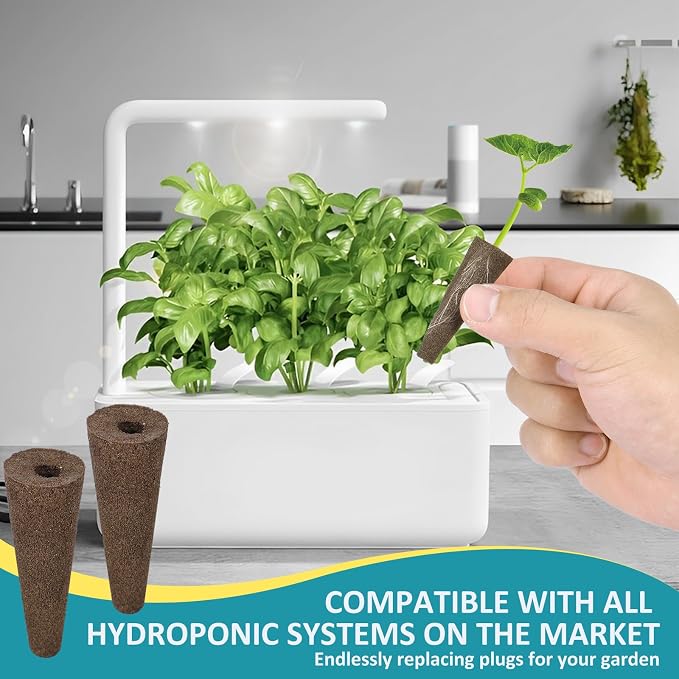 US 100Pcs Grow Sponges for Hydroponics PH Balanced Seed Starter Sponges Kit with 10 Blackout Stickers Root Growth Sponges Gardening Accessories for Hydroponic Indoor Garden System 2x2x5.8cm
