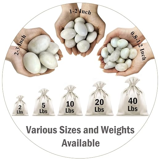 FANTIAN 5 lbs White River Rocks, Polished Pebbles for Indoor Plants, 1-2 inch Decorative White Stones for Plants Vase Aquarium Fish Tank and Outdoor Garden Landscaping Rocks