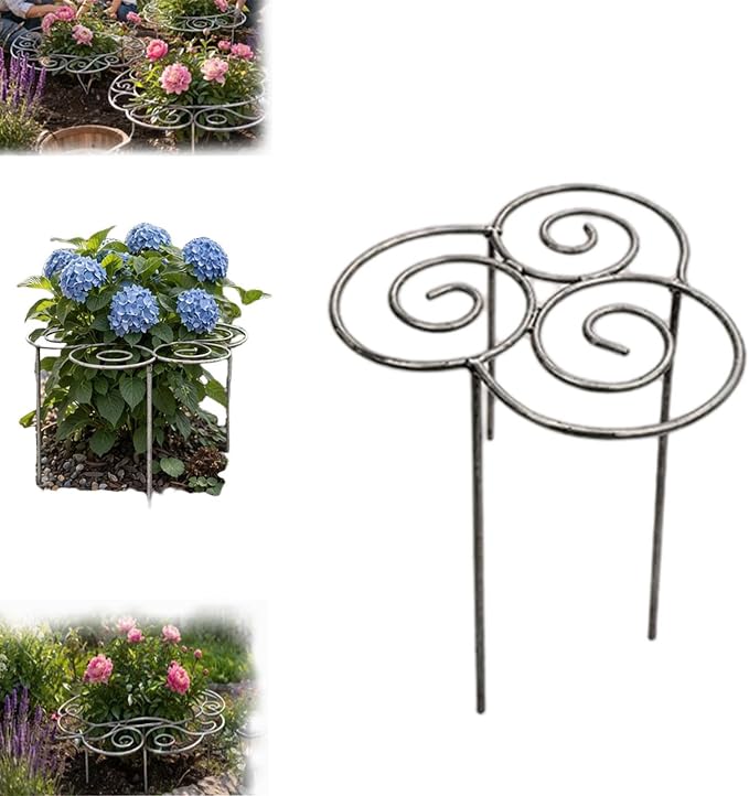 Metal Plant Support Ring for Garden, 2026 New Peony Cage Stand, Indoor Pots, Flower Hoop, Decorative Grow Through Rings, Heavy-Duty Flower Support Frame, Outdoor Orchid Clip (S(10.83in))