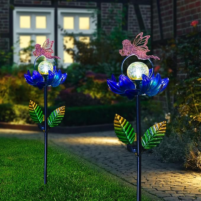 Solar Wind Spinners Outdoor, Fairy Solar Wind Spinner with Cracked Ball Lights,Garden Spinners for Yard, Garden, Patio, Lawn Decor