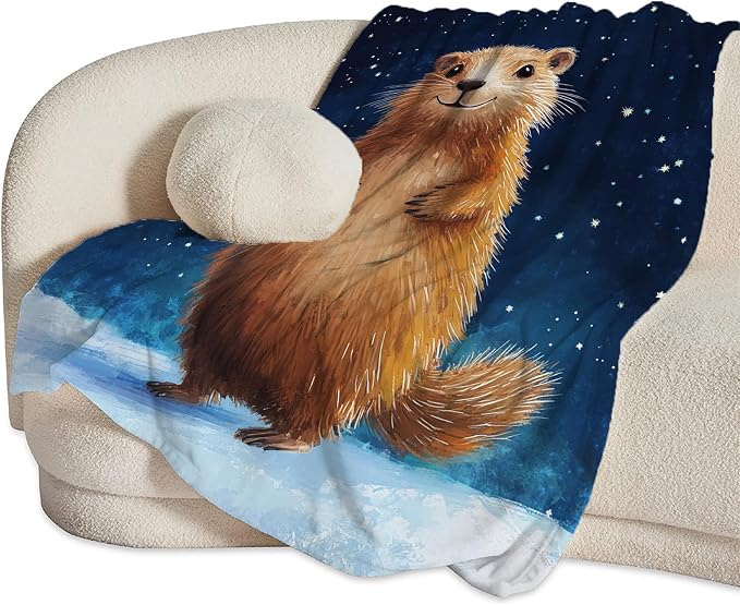 Groundhog Throw Blanket Cozy Plush Groundhog Gifts Blankets Flannel Fleece Lightweight Fuzzy Animal Blanket for Girls Women 60"X50"