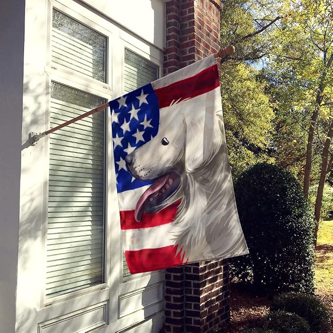 Caroline's Treasures CK6711CHF Slovak Cuvac Dog American Flag House Flag Large Porch Sleeve Pole Decorative Outside Yard Banner Artwork Wall Hanging, Polyester, House Size, Multicolor