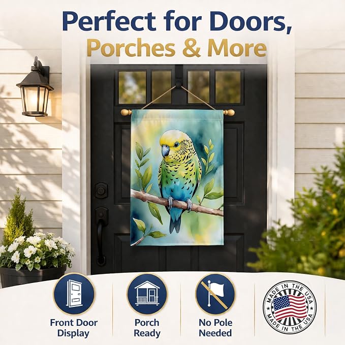Caroline's Treasures Budgerigar House Flag Large Porch Sleeve Pole Decorative Outside Yard Banner Artwork Wall Hanging, Polyester, House Size, Multicolor