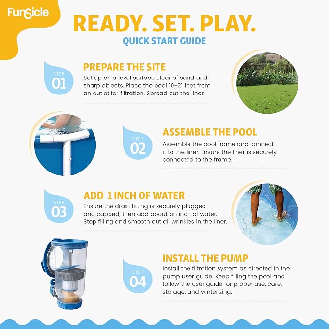 Funsicle Activity 12' x 30" Round Above Ground Swimming Pool, Includes FiltraBoost 400 GPH Filter Pump with AutoSkimmer, Type I Filter Cartridge & Repair Patch
