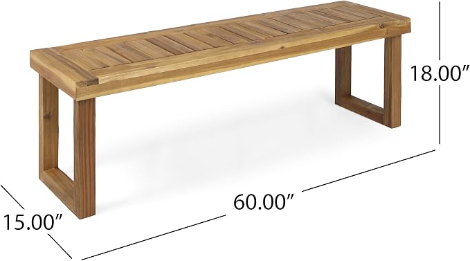 Merax Acacia Wood Outdoor Bench Set of 2, Backless Garden Bench Rustic Patio Dining Seats, Slat Panel Design, Weatherproof, 60" Long, Bear 300lbs, Natural