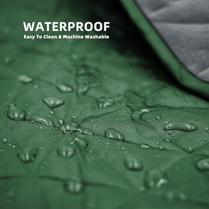 Large Waterproof Outdoor Blanket Thick Fleece 80" x 58" | Windproof Stadium Blanket, Wearable Poncho, Machine Washable for Camping, Car, Pet, Picnics - Green Hooded