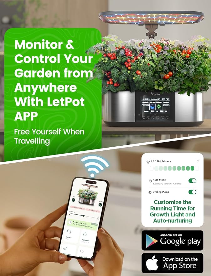 LETPOT LPH-Max 21-Pod Hydroponic Growing System Kits, Smart Indoor Garden with APP & WiFi Control, Auto Watering & Nutrient Supply, 36W Full Spectrum LED Grow Light, 7.5L Tank, Up to 30" Height