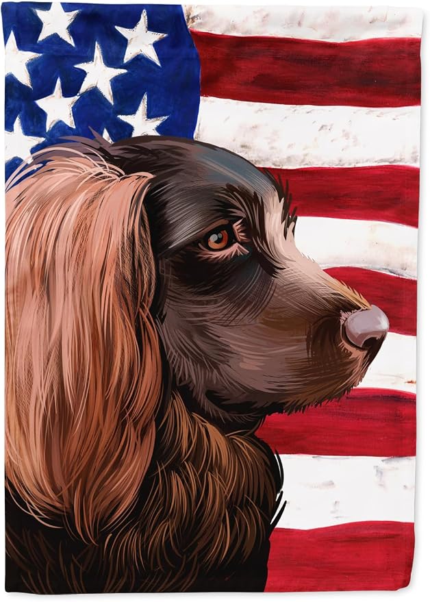 Caroline's Treasures CK6455GF Boykin Spaniel Dog American Flag Garden Flag Mailbox Flag Decorative Yard Flag Banner Outside Patio Artwork Yard Flower Beds, Garden Size, Multicolor