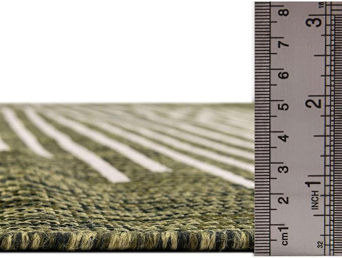 Unique Loom Outdoor Modern Collection Area Rug - Tambor (10' 8" Round Green/Ivory)