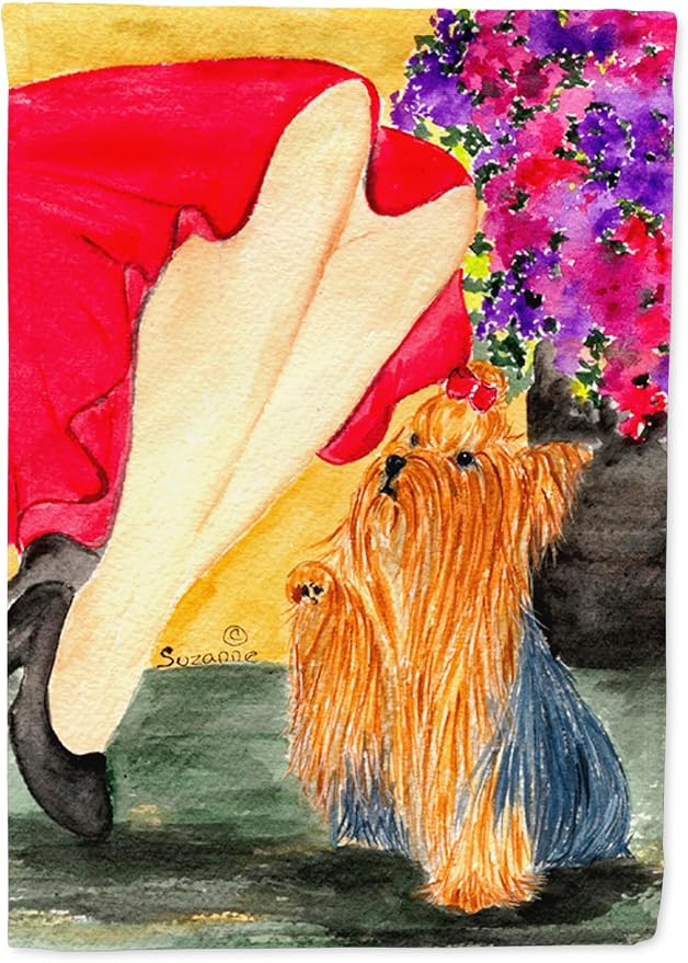 Caroline's Treasures SS8522GF Lady with her Yorkie Garden Flag Mailbox Flag Decorative Yard Flag Banner Outside Patio Artwork Yard Flower Beds, Garden Size, Multicolor