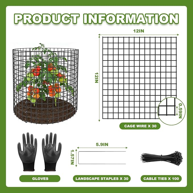 Plant Protector from Animals, 10 Set Plant Cages for Outdoor Plants 12'' x 12'' Metal Wire Protectors for Plants, Protection Cages with Stakes & Zip Ties, to Keep Rabbits Chicken Duck Out for Garden