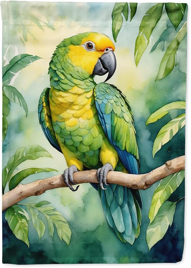 Caroline's Treasures Yellownaped Amazon Parrot Garden Flag Mailbox Flag Decorative Yard Flag Banner Outside Patio Artwork Yard Flower Beds, Garden Size, Multicolor