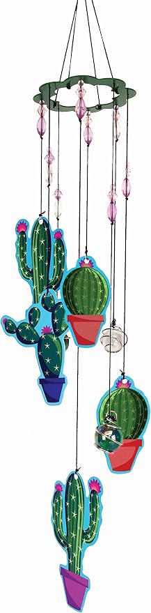 Spoontiques Cactus Wind Chime - Outdoor Garden Décor - Decorative Chimes for Yard, Garden, Backyard and Patio Decoration