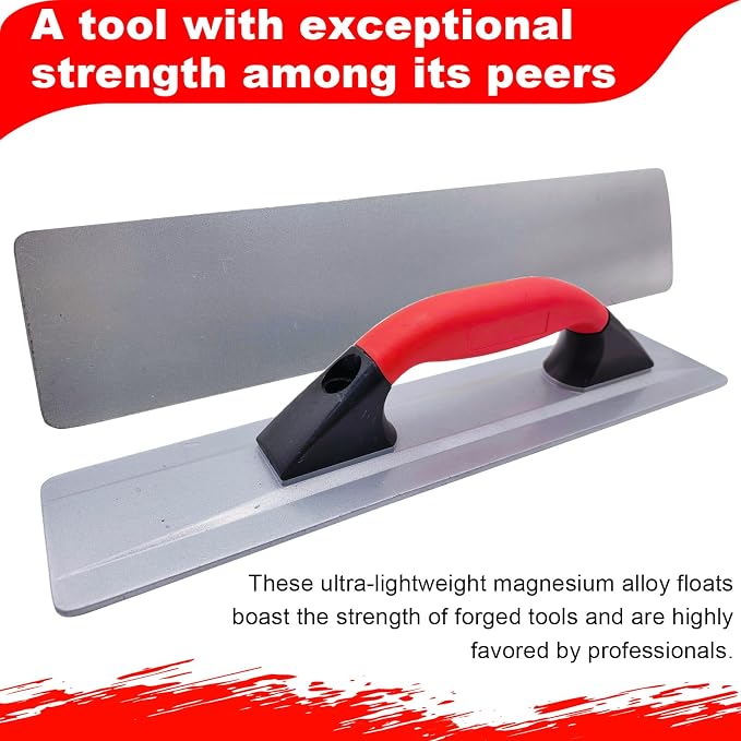 Magnesium Hand Float, 16 x 3-2/5 Inch Beveled End Concrete Hand Float, Manual Concrete Magnesium Finishing Tool for Paving Surfaces