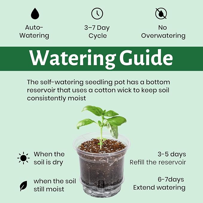 Bluepro 18 Pack 6.5/5/4 Inch Clear Self Watering Plant Pots with Bottom Water Tray & Watering Rope, Transparent Nursery Pots with Drainage for Seedlings, Herbs, and Houseplants