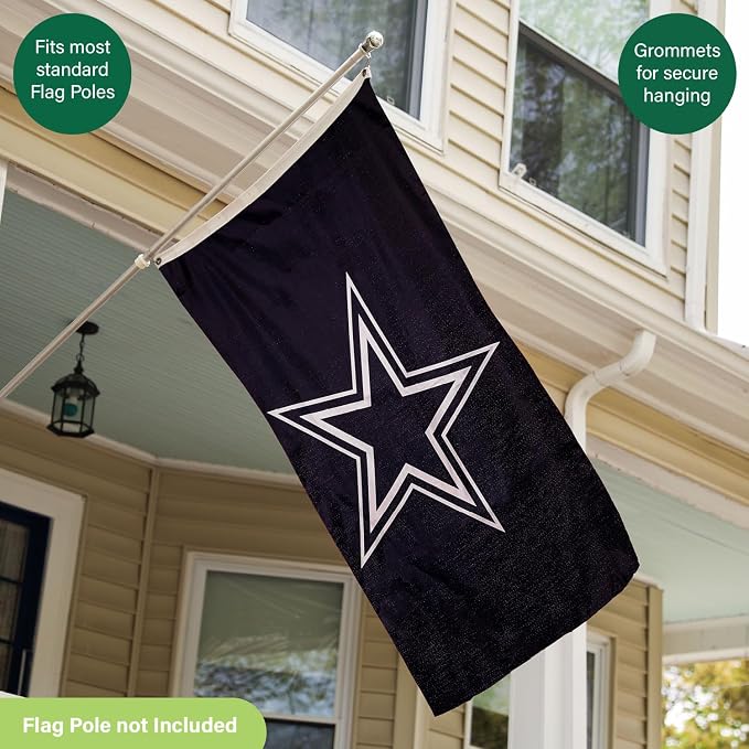 Team Sports America NFL Dallas Cowboys 3 x 5 Outdoor Durable Flag with Grommets | Heavy Duty Flag & Banner for Outdoor Garden Patio | Indoor Wall Decor | Works with Flag Poles for House