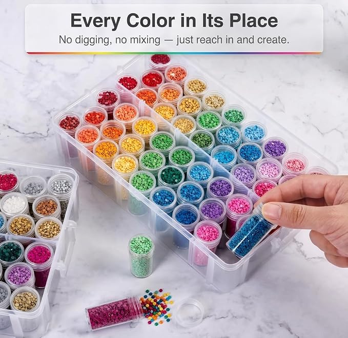 Diamond Painting Storage Container, 4-Tier Bead Organizer Box with 200 Slots, Stackable Crafts Organizers for DIY Diamond Art Accessories Craft Jewelry Bead Storage