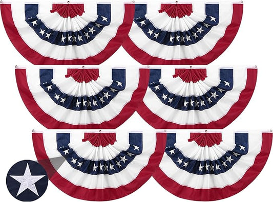 2 x 4 Ft American Fan Bunting for Outside American Pleated Fan Flag American Flag Bunting Patriotic Decorations Bunting Flags for Outdoor Yard Party,Memorial Day Decorations Flags-6Pack