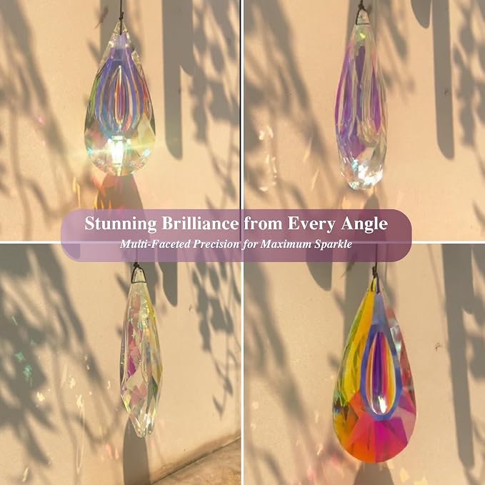 2in1 Design Luxury Beautiful Wind Chimes & Suncatcher, Deep Tone Wind Chime with Sun Catcher Prism for Window Patio Decor Crystal Wind Chimes for Outside Garden Gifts Women Gifts Unisex