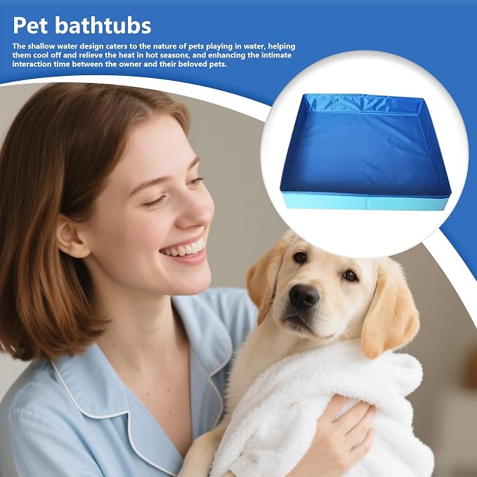 Foldable Pet Swimming Pool 50x50x10cm PVC Dog Pool Square-Shaped Non-Inflatable Bathing Tub for Pet Small Dogs Cat Duck