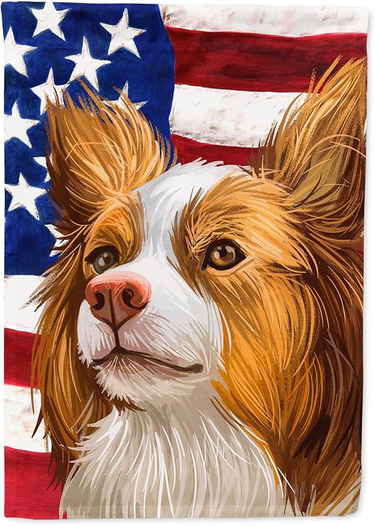 Caroline's Treasures CK6616CHF Miniature Australian Shepherd American Flag House Flag Large Porch Sleeve Pole Decorative Outside Yard Banner Artwork Wall Hanging, Polyester, House Size, Multicolor