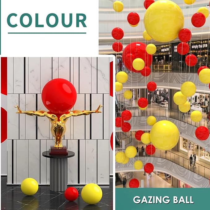 Gazing Globe Decor Ball, Hollow Gazing Ball, Seamless Stainless Steel Polished Reflective Smooth Mirror Garden Sphere Globe, Props of Photography, Garden Home Decor (Red, Dia: 6 inch/15cm)