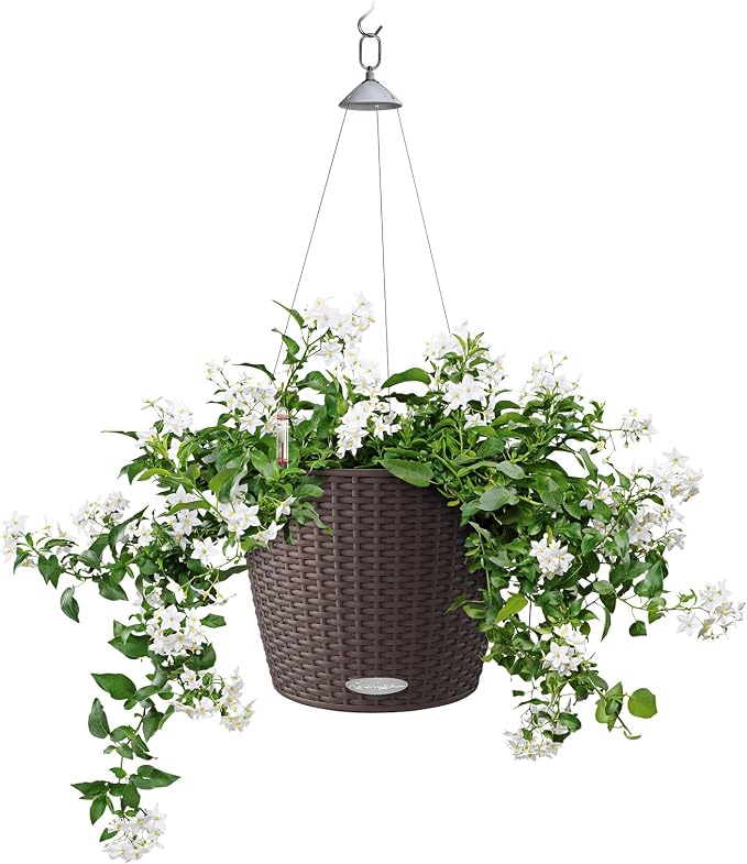 Lechuza Nido Cottage 35 Mocha, Self-Watering Hanging Planter, D13.8 H9.1 in
