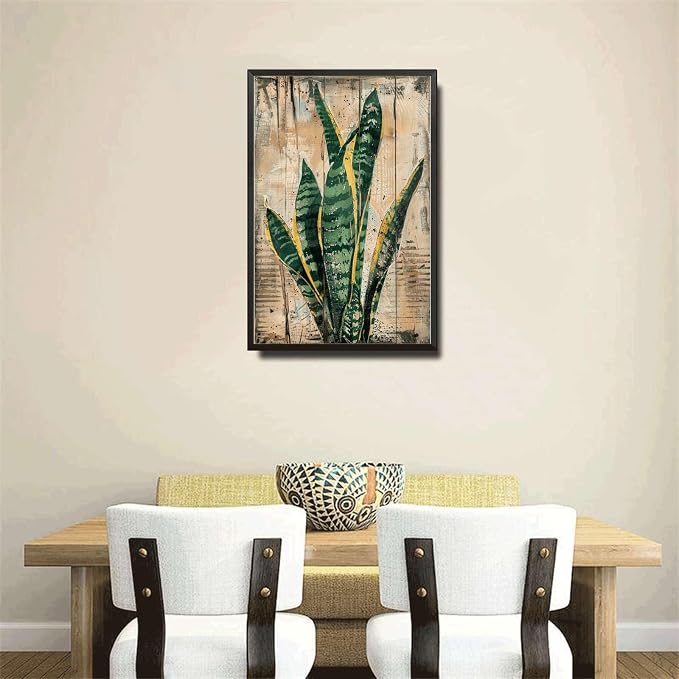 Metal Sign Tin Sign Vintage Wall Art Enduring Snake Plant Tin Sign for Vintage Paintings Rustic Charm and Long Lasting Decor Metal Sign for Pub 6×8 Inches with Metal Frame