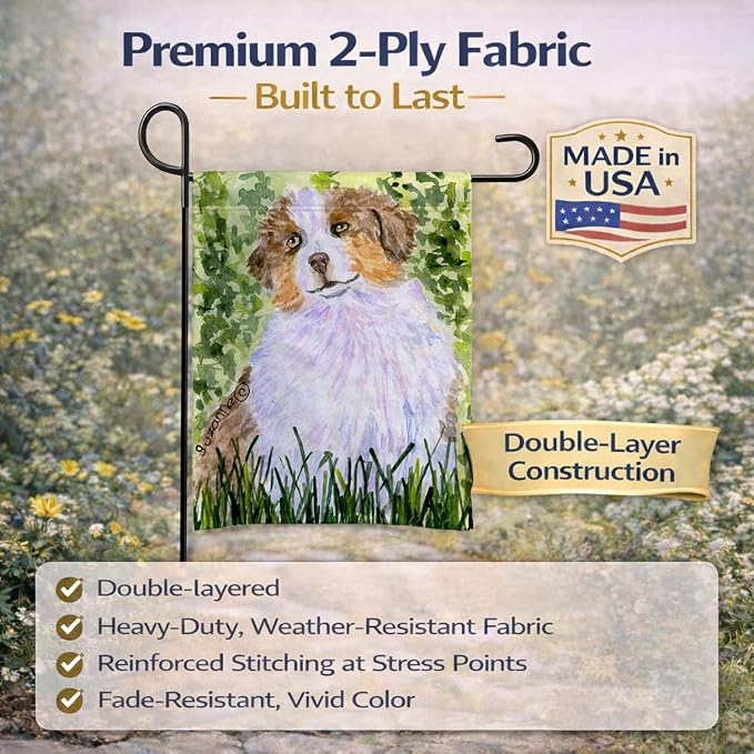 Caroline's Treasures SS8844GF Australian Shepherd Garden Flag Mailbox Flag Decorative Yard Flag Banner Outside Patio Artwork Yard Flower Beds, Garden Size, Multicolor