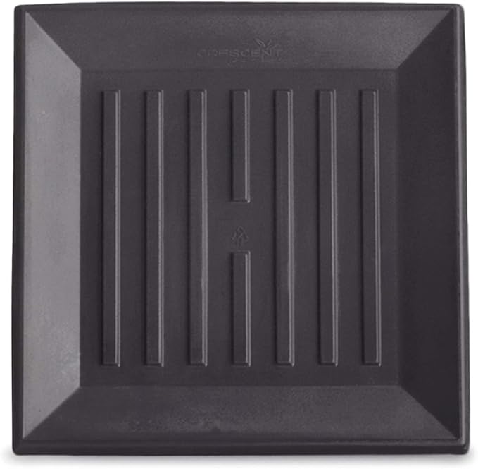 Crescent Garden Universal Square Plant Saucer, Houseplant Durable Drip Tray for Square Planter, Heavy-Duty Plastic Drainage Dish, Indoor/Outdoor pot Saucer - 11'' inner x 14.5" outer (Old Bronze)