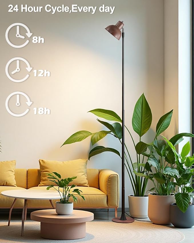 yadoker Plant Grow Light for Indoor Plant, Walnut Wood Grain LED Grow Light,Elevating Plant Lamp,Height Adjustable,Automatic Timer with 8/12/18Hours,10-Level Brightness,Ideal for Large Plant Grow