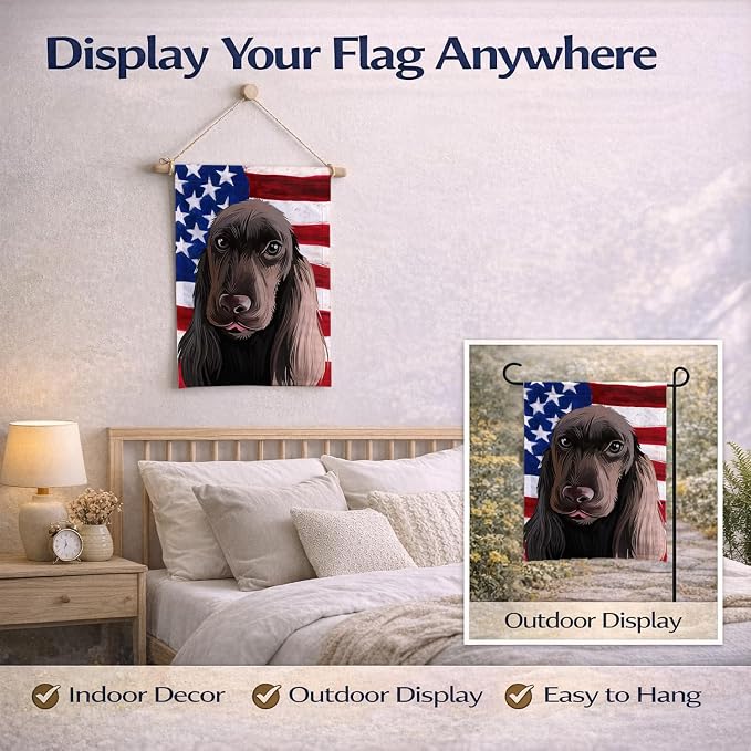 Caroline's Treasures CK6521GF Field Spaniel Dog American Flag Garden Flag Mailbox Flag Decorative Yard Flag Banner Outside Patio Artwork Yard Flower Beds, Garden Size, Multicolor