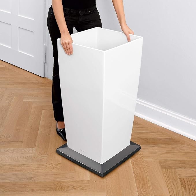 Lechuza CUBICO 30 Black High Gloss, Self-Watering Tall Planter, H22 L11.8 W11.8 in