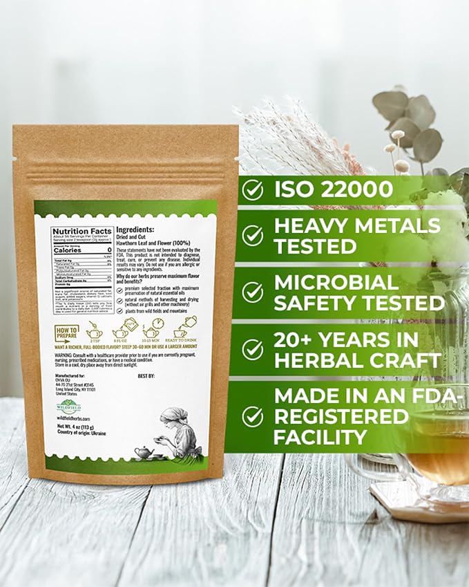 4 oz. Hawthorn Tea Hawthorne Leaf Flower Herbal Tea (Crataegus) - 113g Hawthorn Leaves & Flower Herb Espino Blanco Hojas