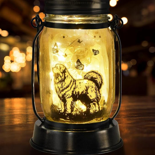 kyoryuger Great Pyrenees Gifts for Women/Men Great Pyrenees Dog Solar Lanterns Mom Birthday Dog Lovers Lantern Pet Loss Pet Memorial Lights Solar Garden Decor Yard, Patio,Backyard,Porch Torches Light